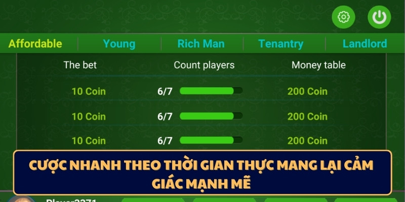 Cược nhanh theo thời gian thực mang lại cảm giác mạnh mẽ